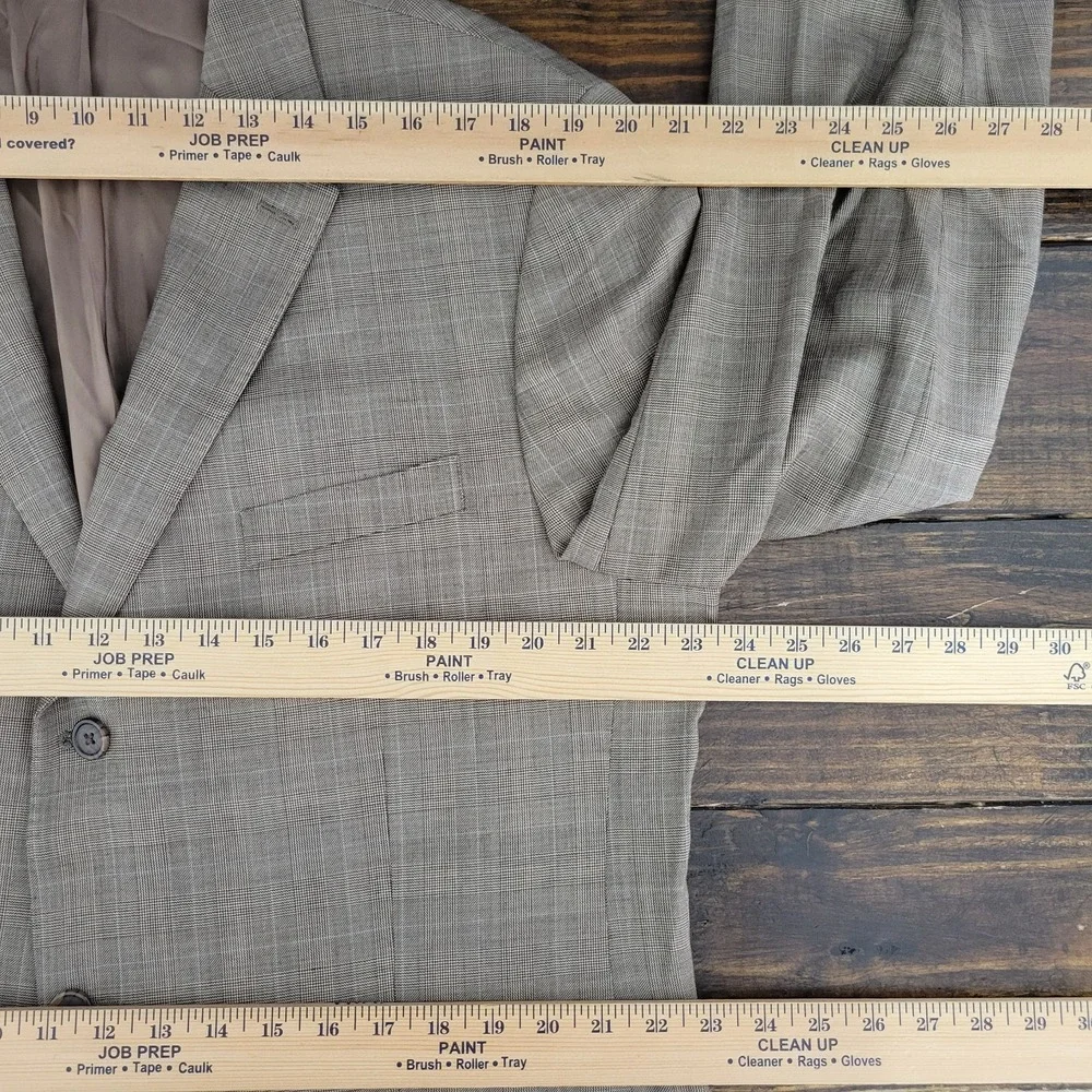 American Living Men's Sport Coat Blazer Three‎ Button Brown Glen Plaid Wool 44L